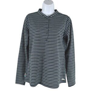 Simms Drifter Henley Top Women Medium Blue White Striped Long Sleeve NWT TP-3741